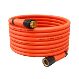 YOTOO Heavy Duty Hybrid Garden Water Hose 5/8-Inch by 50-Feet 150 PSI Kink Resistant, Flexible with Swivel Grip Handle and 3/4" GHT Solid Brass Fittings, Orange