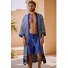 PRODESIGN Mens Houndstooth Kimono Robe - Long Satin Sleepwear Silky