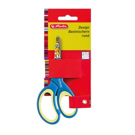Herlitz Left-Handed Crafting Scissors / Rounded / with Cutting Assistance and Centimetre Scale / Assorted Colours, Right-handed