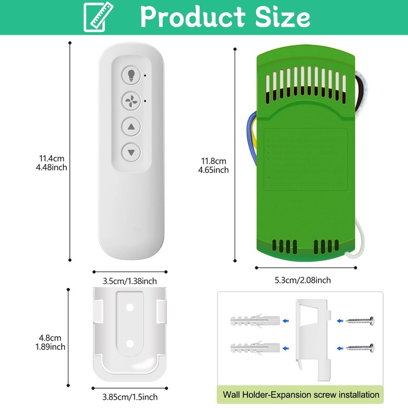 Replacement for Ceiling Fan Remote Control Kit with Light Dimmer,