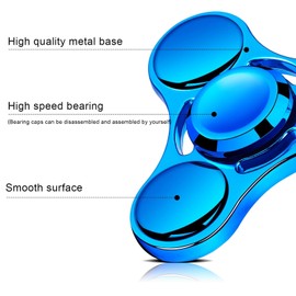 SCIONE 1PC Metal Fidget Spinner - High-Speed Hand Spinner for Kids Fidget Toy Adults - Anxiety & Stress Relief Sensory Toy with Removable Bearing Caps - Perfect for Office, Classroom & Party (Blue)
