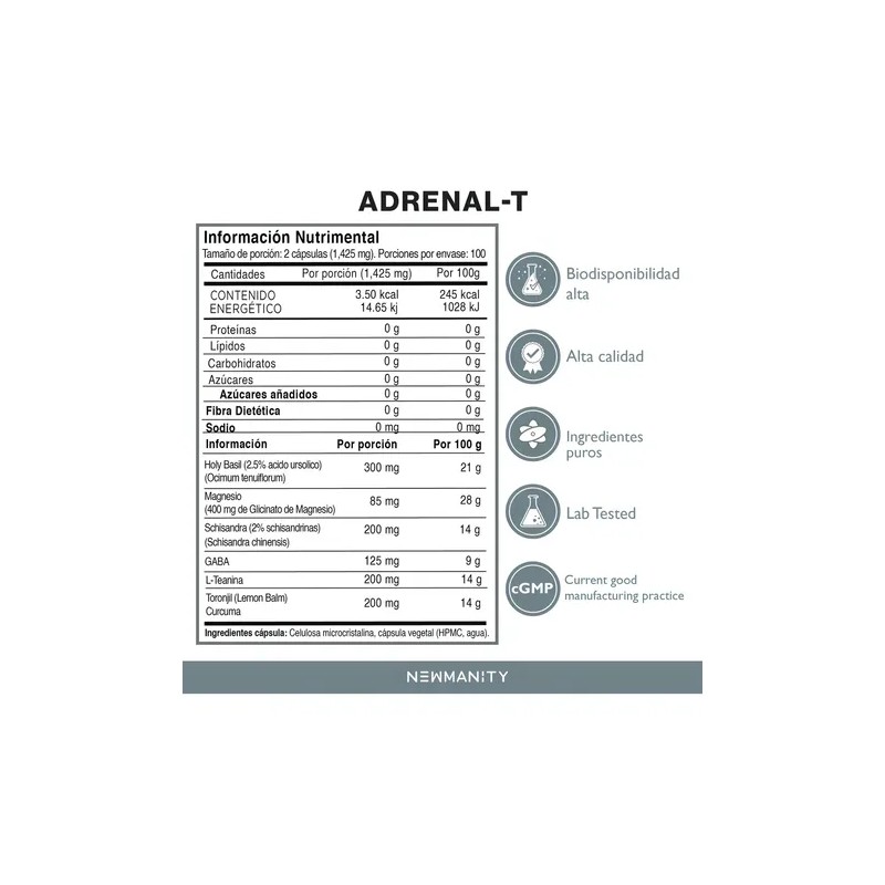 Adrenal-t Manejo De Stress Y Cortisol Magnesio Y Adaptogenos -