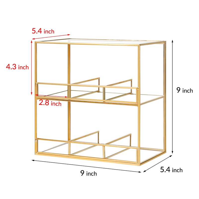 REDHUGO Glass Tea Bag Organizer for Counter, 2-Tier TeaBag Organizer