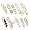10pcs Women Brooch Pins, Sweater Shawl Clips Faux Crystal and