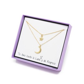 Set Collar de luna y Estrella Chapa de Oro de 22K