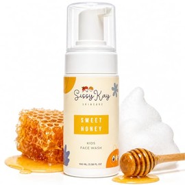 Jabón Facial Espumoso Para Niños Y Niñas - Jabón Facial Natural Para Niños - Limpiador Suave Con Miel, Vitamina C Y Vitamina E - Sin Lágrimas Para... 
