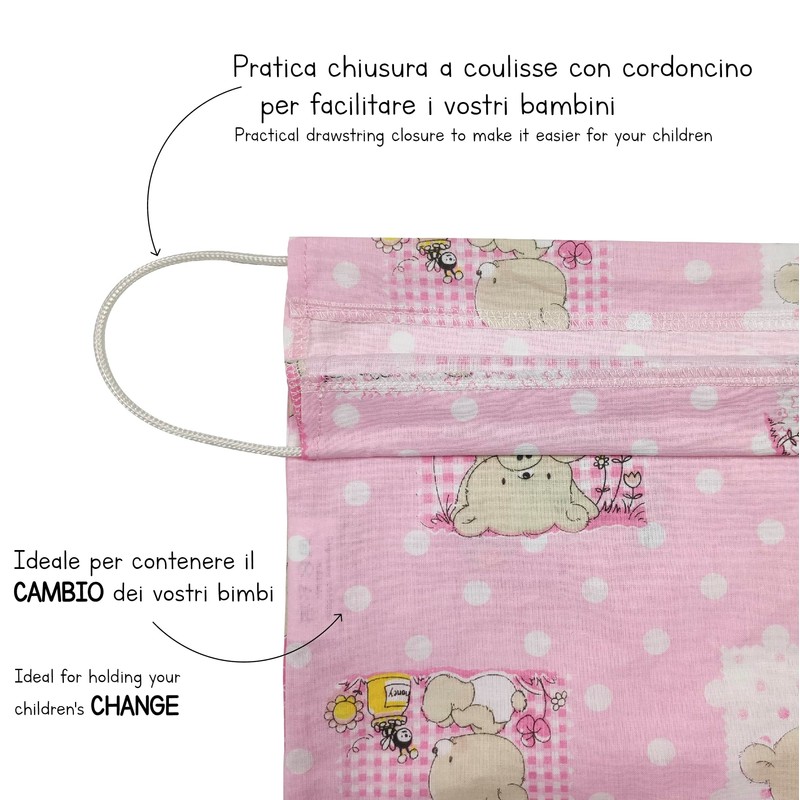 Panini Tessuti Wickeltasche für Kindertagesstätten aus 100% Baumwolle, 34 x