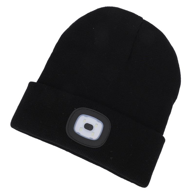 LED Beanie Hat Adjustable Brightness USB Rechargeable Soft Warm Knitted