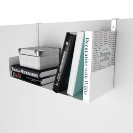 Wallniture Bali Cubicle Organizer, Metal Bookshelf with Buro Hanger Cubicle Hooks, White