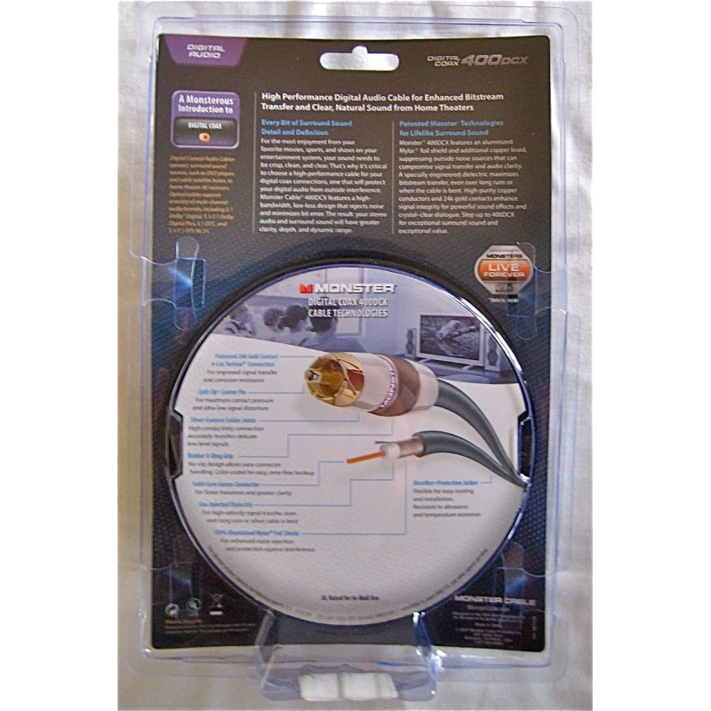 Monster 🎁 Monster 400DCX Digital Coax Advanced Audio Interconnect Cable