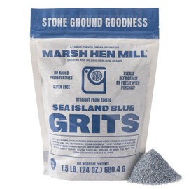 Marsh Hen Mill Sea Island Blue Grits | Stone Ground Grits | Gluten Free Old Fashioned Grits | Southern Heirloom Corn Grits with a Hearty, Fruity, Nutty Flavor | 100% Natural | 24 Oz (Pack of 1)
