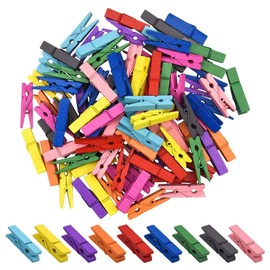 Colorful Natural Wooden Small Clips,100 Pcs Clothespins Photo Clips for Peg Paper, Photo, Clothes or Decoration