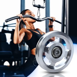 Flylin Aluminum Alloy Bearing Pulley Wheel, Universal Sliver Strength Training Equipment Pulley Wheel Gym Accessory, Fitness Pulley Wheel for Gym Equipment Part Cable Merchine (114mm)