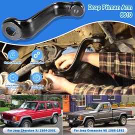 Drop Pitman Arm 6610 Fits for Jeep Cherokee XJ 1984-2001 & Compatible with Jeep Comanche MJ 1986-1992, Pitman Arm Power for 6"-7" Suspension Lift Kits
