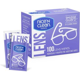 Clean Nice 'n Clean SmudgeGuard Lens Cleaning Wipes (100 Total Wipes) | Pre-Moistened