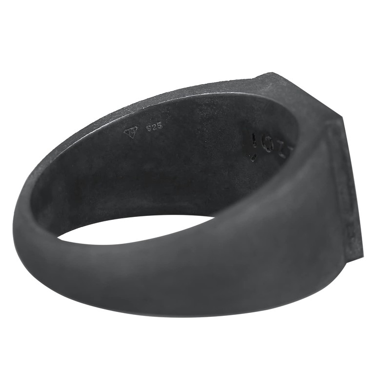 Kuzzoi 0605991722_58 Men's Signet Ring Oxidised Band Ring Solid (11