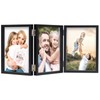 3 Picture Frame 5x7 Black Triple Hinged MDF Wood with