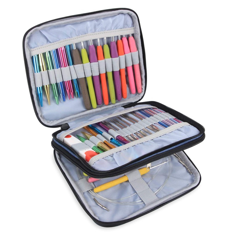 Teamoy Crochet Hook Bag Sewing Kit Bag for Interchangeable Circular