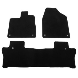 IKON MOTORSPORTS, Nylon Car Floor Mats Compatible with 2019-2024 Honda Passport & 2016-2022 Pilot 1st and 2nd Row Only, OE Style Black Driver Passenger Car Carpets, Front Rear 3PCS Full Set