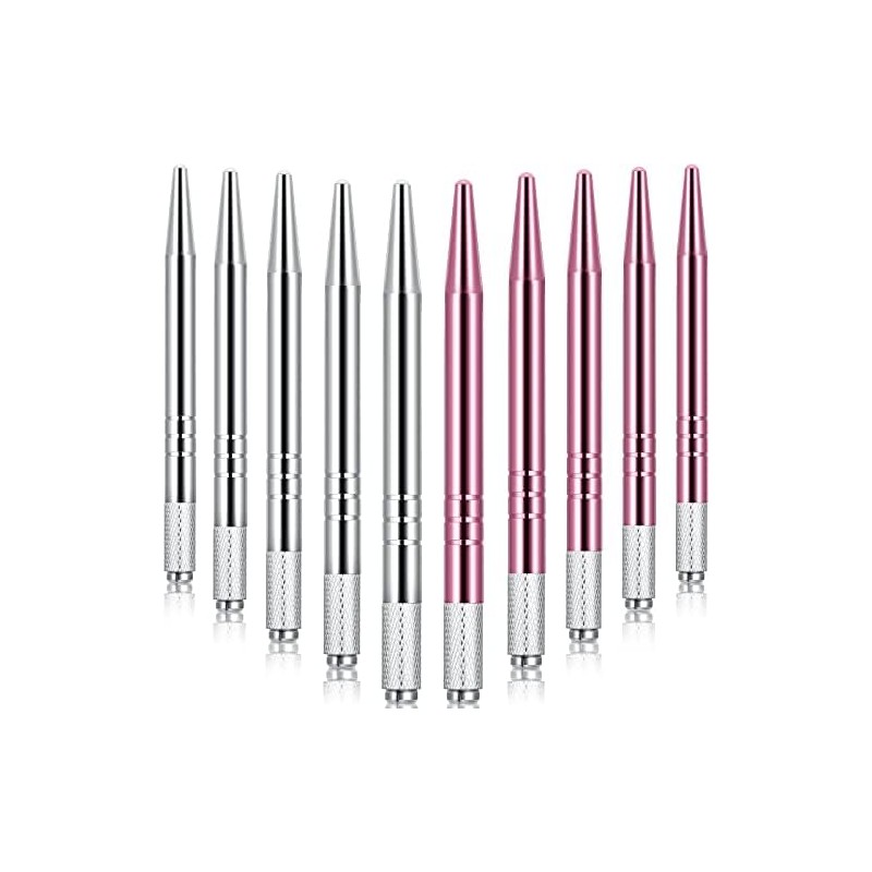 Microblading - 10 bolígrafos manuales para cejas, microcuchillas, de aluminio,