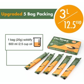 OilToss Waste Cooking Oil Solidifier, Kitchen Waste Oil Disposal 100% Plant Based (5 Bag (Solidify 3 L / 12.5 Cup Oil))