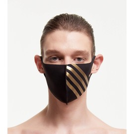 LOOKA | Protective Fashion Air Mask | Washable and Reusable | Comfortable | 4 Line Black Gold (Small)