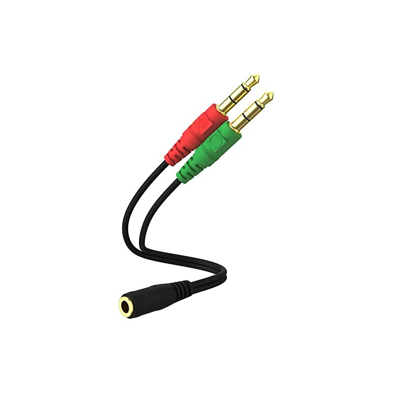 Mic + Audio Splitter for Computer 3.5mm Female to 2