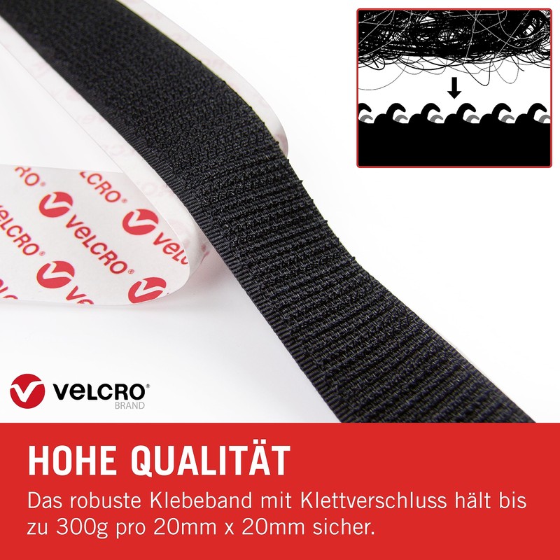 Velcro 60220 20mm x 10m Stick On Tape - Black