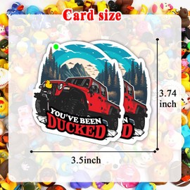 FELYC Duck Duck Tags, You 've Been Ducked Card, Duck Duck Ducking Game Card, Car Duck Tags for Rubber Ducks Design with Round Hole and Rubber Bands 35Pack Set (Red-7FD235)