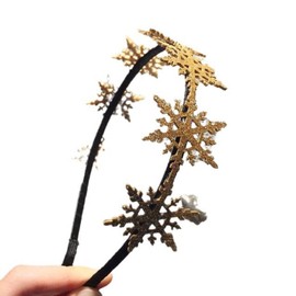 Snowflake Headband Glitter Christmas Headband Christmas Hair Accessories (2# Golden snowflakes, One size)