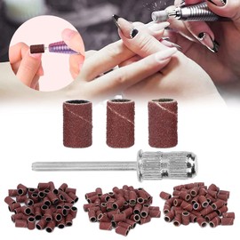 Pack of 210 Sanding Belts Nail Drill Rings Bands Nail Drill Shank Files Nails Cuticle Polishing Bands Nail Art Sanding Belts Manicure Nail Grinder