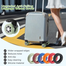 Wanzhuango 8 Pcs Upgrade Luggage Wheel Covers, Carry On Luggage Suitcases,Wear-Resistant, Anti-Noise, Silicone Wheel Protective Covers for 2-2.4" Spinner Wheel,Essential Travel Accessories (Green)