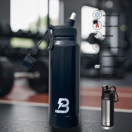 Benson 1.2 L Stainless Steel Water Bottle, Single-Walled Water Bottle, Reusable Metal Drinking Bottle, Leak-proof & BPA-Free, Lightweight Outdoor Bottle for Sports, School & Office