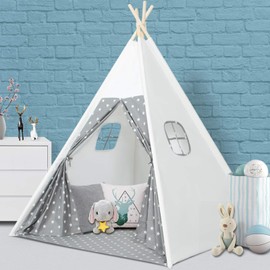 wilwolfer Kids Teepee Tent for Girls or Boys with Carry Case, Foldable Play Tent for Kids or Toddler Suit for Indoor and Outdoor Play, Protable Kids Playhouse Children Tent