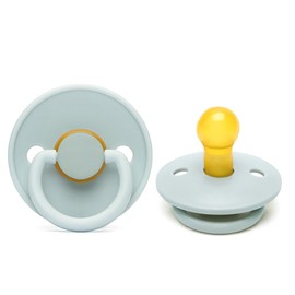 Cutties and Giggles Baby Schnuller, 2er-Pack, BPA-frei, Schnuller, runder Nippel, Naturkautschuk, 0-6 Monate (Grau)