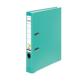 Falken Coloured PP Plastic Folder, Pack of 3 or 5, Made in Germany, 5cm Narrow DIN A4 Pastel Turquoise Colour Ring Binder, Vegan-Friendly Lever Arch Folder, Letter Folder, Office Folder, Slotted