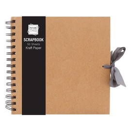 MantraRaj Medium Scrapbook 50 Kraft Paper Scrap Book DIY Scrapbooking Instax Mini Photo Journal Album Perfect Photo Book for Wedding, Anniversary, Birthday, Travel, Friends, Baby, Gift (Medium, Brown)