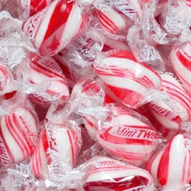 Peppermint Red & White Cylinder Shaped Mint Candy Twists - 5 Pounds-Individually Wrapped
