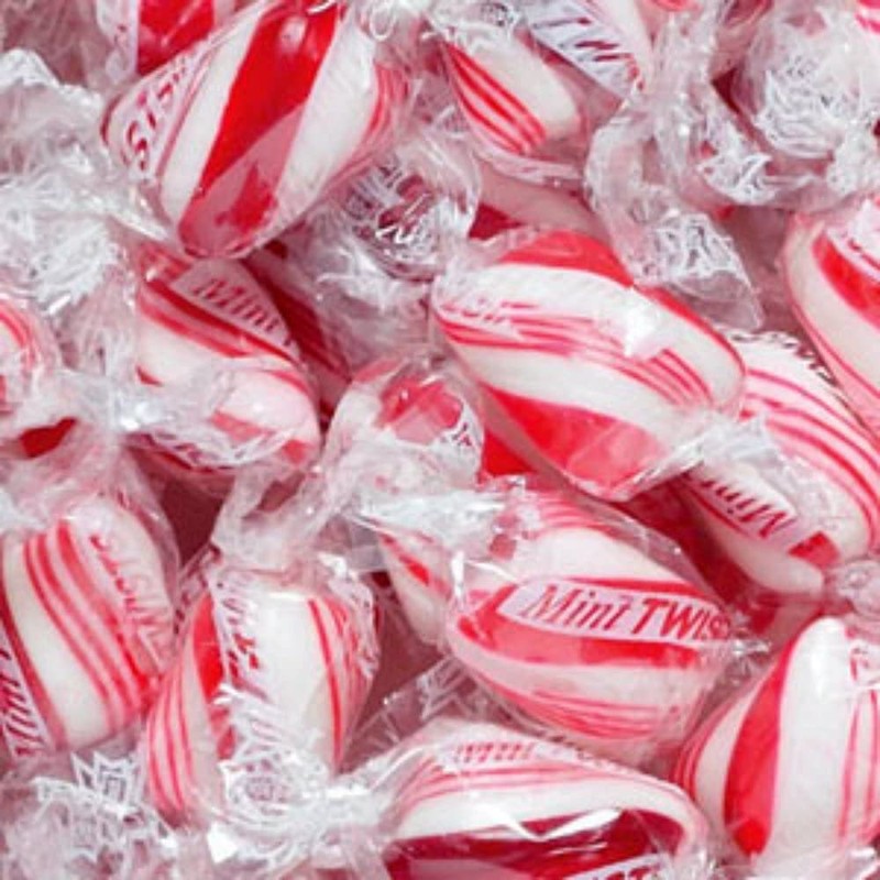 Peppermint Red & White Cylinder Shaped Mint Candy Twists -