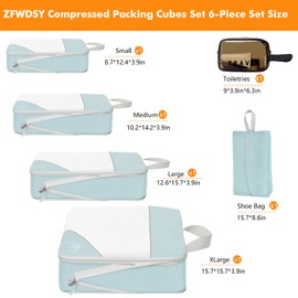 ZFWDSY Compression Packing Cubes 6 sets,Travel Luggage Packing Organizers Extensible Suitcase Organiser Bags Set for Travel Essentials Bag or Home Storage
