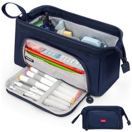 Vocuer pencil case big pencil pouch pencil box large pencil bag for school, pen cases for adults special pencil cases for girls cute aesthetic big capacity pencil bags with zipper(Navy/dark blue)