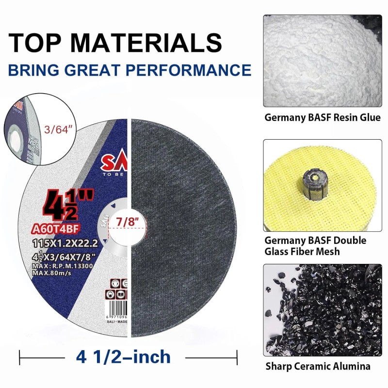 SALI Blue 4.5 Inch Abrasive Cutting Wheels 50 Pack .045