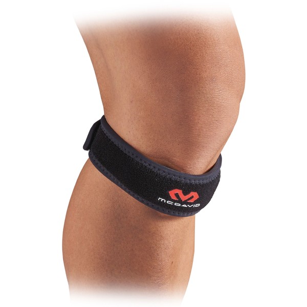 McDavid M414 Knee Supporter, Knee Strap, Left and Right Use, Pad, Compression, Adjustable, Compact, JR Black, Sports, Running, Daily Life