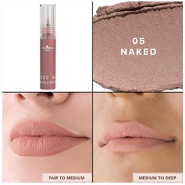 Italia Deluxe Pick 1 Mousse Matte Liquid Lipstick Comfortable Velvet Finish & Zipper Bag (190-05 : NAKED, Full Size)