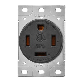 Veepeak 60 Amp 125/250 Volts Flush Mounting Receptacle Outlet 14-60R, 4 Prong Straight Blade, Industrial Grade, ETL Listed, Black