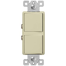 ENERLITES Double Paddle Rocker Combination Decorator Switch, Ground Terminal, Copper Wires Only, Single Pole or 3-Way, Residential/Commercial Grade, 15A 120-277VAC, 62835-I, Ivory