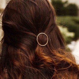 Yheakne Round Hollow Round Gold Tone Barrette Hair Clip Minimalist Geometric Metal Hair Accessories for Women and Girls (Gold Circle)
