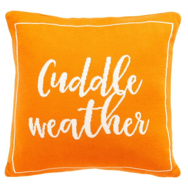 SAFAVIEH Home Collection Cuddle Weather Orange/Natural Cotton 18-inch Square Decorative
