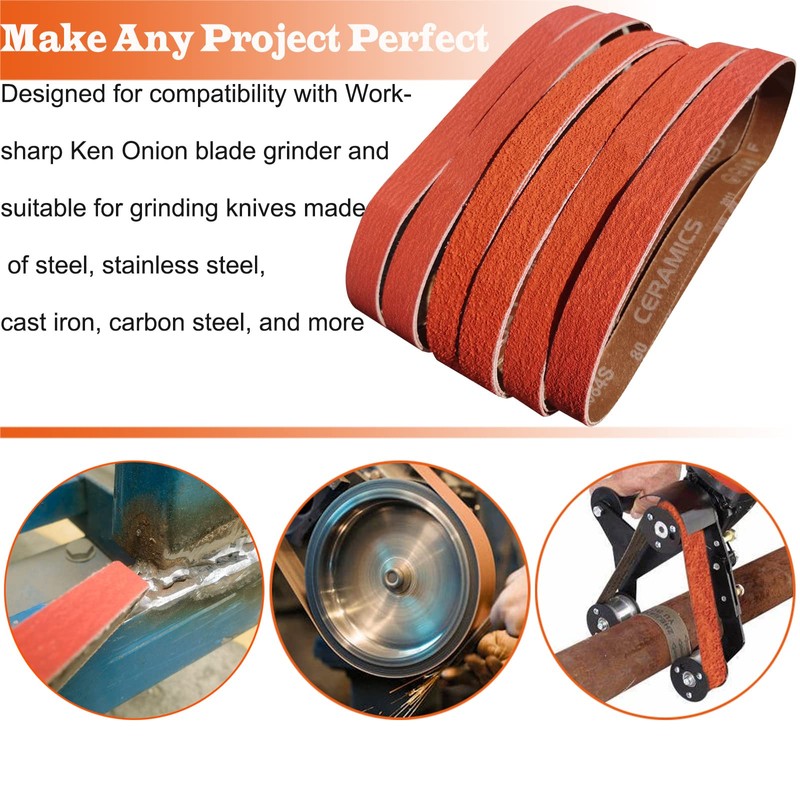 Tonmp 6 PCS 2 x 42 Inch Metal Grinding Ceramic