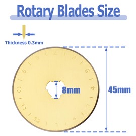 Mesee 10 Pieces Titanium Coated Rotary Cutter Blade Set 45mm Replacement Rotary Blades Round Cutting Blades Refill Accessory for Quilting Scrapbooking Sewing Fabric Paper Arts Crafts